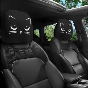2pcs Cute Cartoon Cat Print Car Seat Headrest NIP
